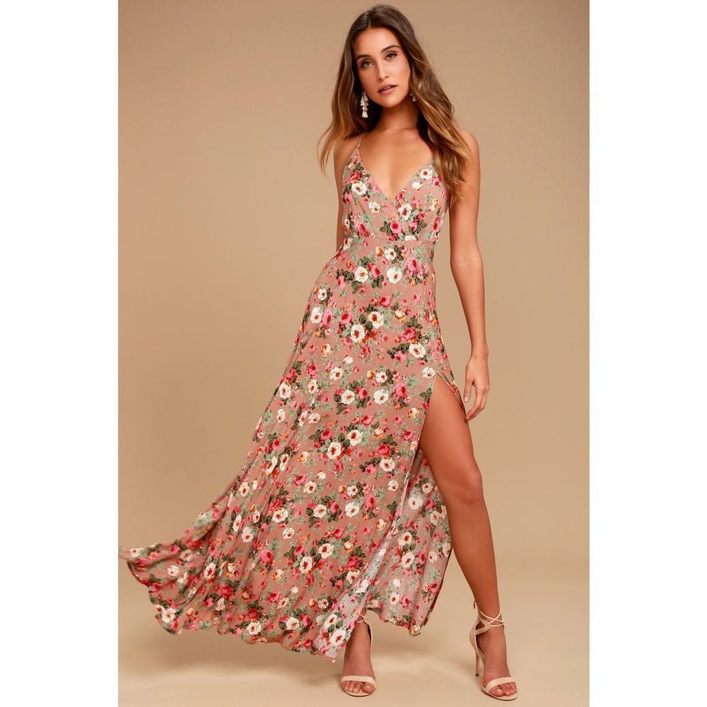 LULUS FLORAL MAXI DRESS SIZE XS
